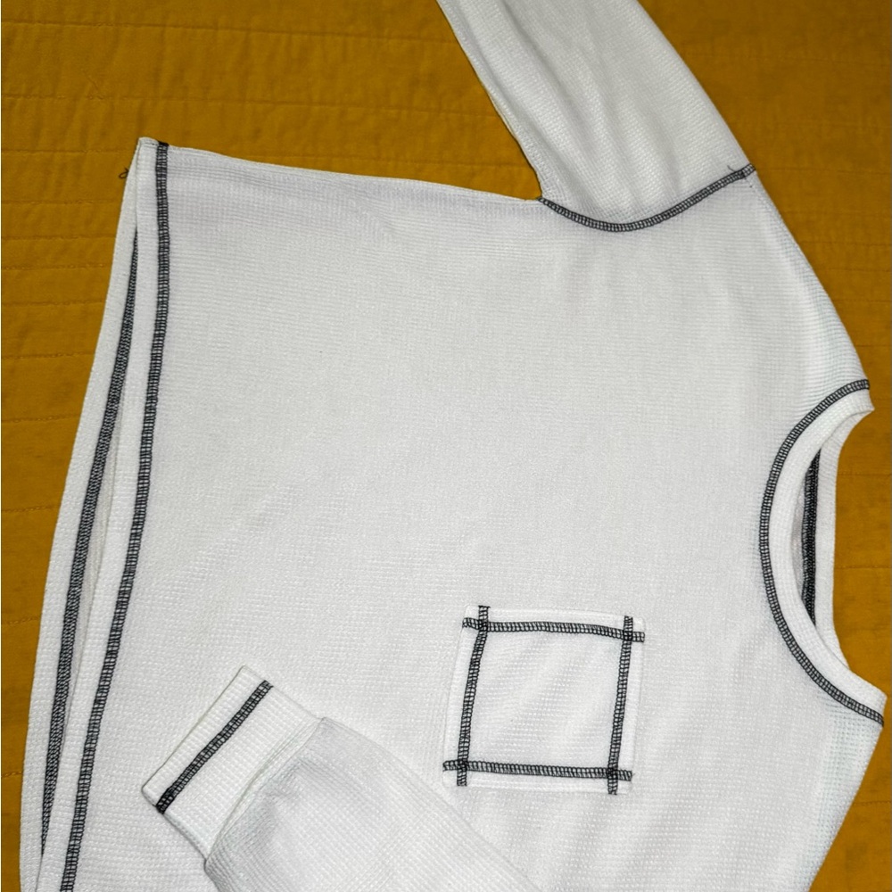 Target White Long Sleeve Top with Black Trim
